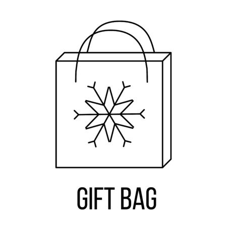 Gift bag icon or logo line art style. Vector Illustration.のイラスト素材