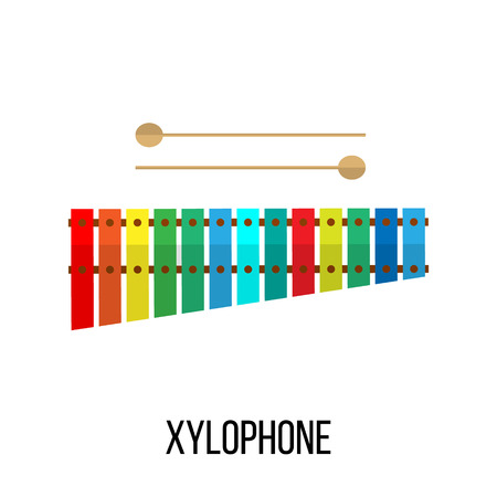 Isolated image of xylophone on white background. Vector illustration in flat style design.のイラスト素材
