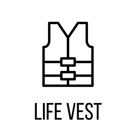Life vest icon or logo in modern line style. High quality black outline pictogram for web site design and mobile apps. Vector illustration on a white background.のイラスト素材