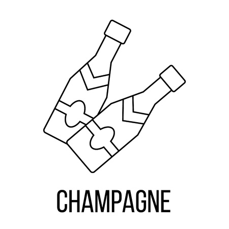 Champagne icon or logo line art style. Vector Illustration.のイラスト素材