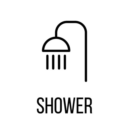 Shower icon or logo in modern line style. High quality black outline pictogram for web site design and mobile apps. Vector illustration on a white background.のイラスト素材