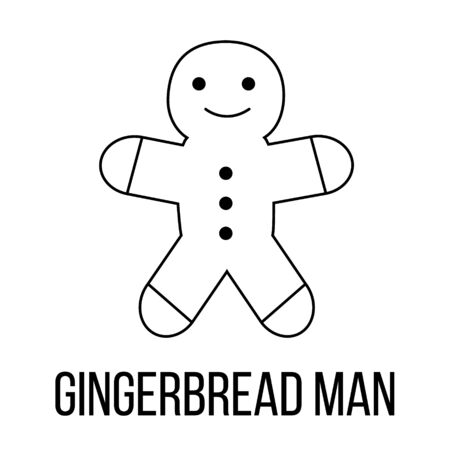Gingerbread man icon or logo line art style. Vector Illustration.のイラスト素材