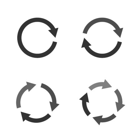 Set of grey circle vector arrows in modern style. Element for websites, illustration of connection, orient, for cursors or motion. Vector illustration on a white background.のイラスト素材