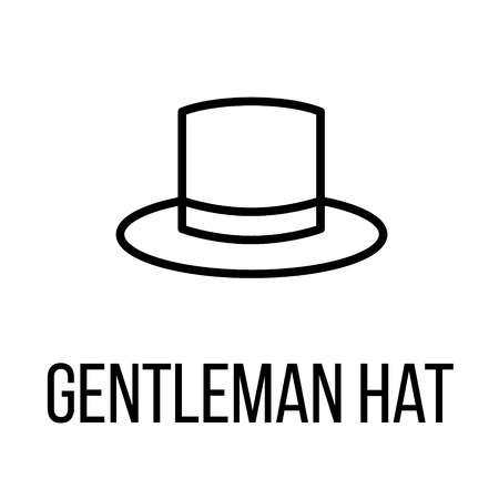 Gentleman hat icon or logo in modern line style. High quality black outline pictogram for web site design and mobile apps. Vector illustration on a white background.のイラスト素材