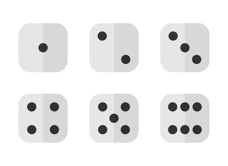 6 dices in different combinations in modern flat styleのイラスト素材