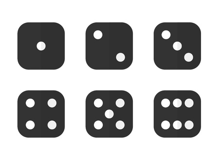 6 dices in different combinations in modern flat styleのイラスト素材