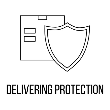 Delevering protection icon or logo line art style. Vector Illustration.のイラスト素材
