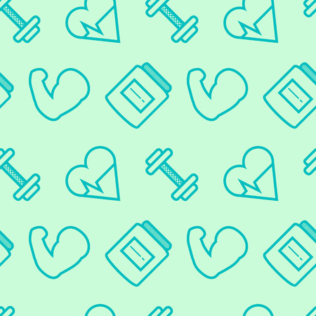 Seamless Pattern with Fitness Elements for different imagesのイラスト素材