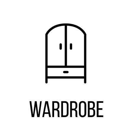 Wardrobe icon or logo in modern line style. High quality black outline pictogram for web site design and mobile apps. Vector illustration on a white background.のイラスト素材