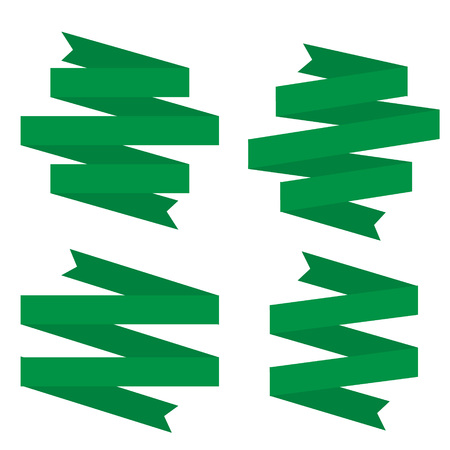 Green Ribbons Set Flat Style for different imagesのイラスト素材