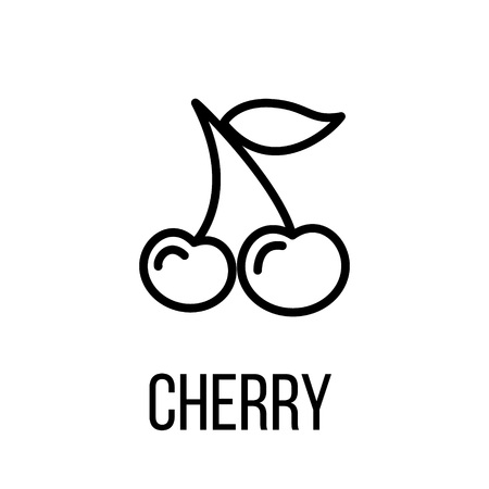 Cherry icon or logo in modern line style. High quality black outline pictogram for web site design and mobile apps. Vector illustration on a white background.のイラスト素材