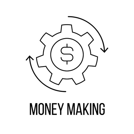 Money making icon or logo line art style. Vector Illustration.のイラスト素材
