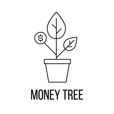 Money tree icon or logo line art style. Vector Illustration.のイラスト素材