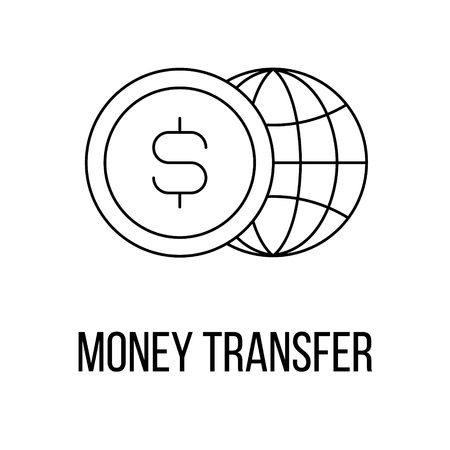 Money transfer icon or logo line art style. Vector Illustration.のイラスト素材