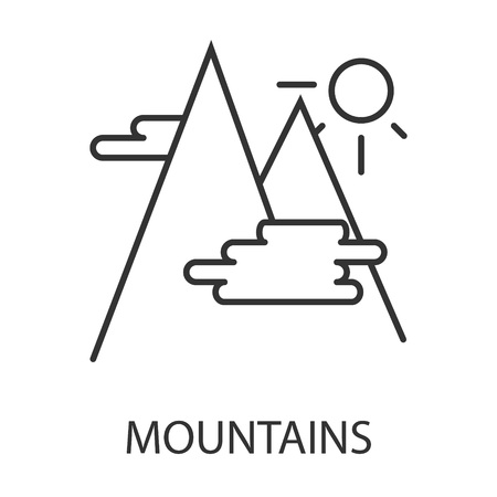 Mountains icon or logo line art style. Vector Illustration.のイラスト素材