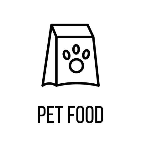 Pet food icon or logo in modern line style. High quality black outline pictogram for web site design and mobile apps. Vector illustration on a white background.のイラスト素材