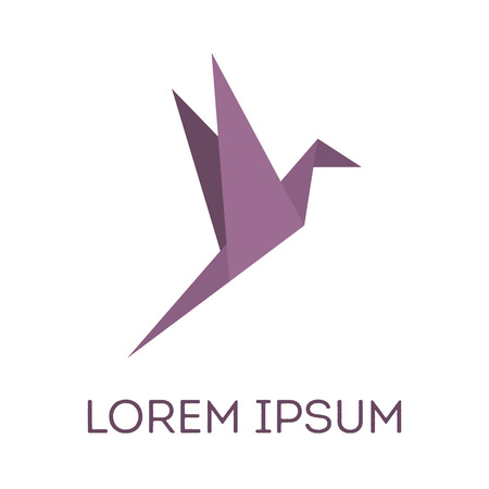 Origami paper bird icon or logo in a flat style. Vector illustration of pigeon or dove on a white background. Polygonal shape. Paper figure on flight.のイラスト素材