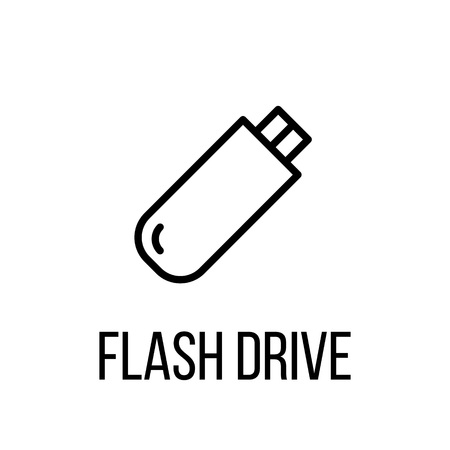 Flash drive icon or logo in modern line style. High quality black outline pictogram for web site design and mobile apps. Vector illustration on a white background.のイラスト素材