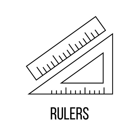 Rulers icon or logo line art style. Vector Illustration isolated on white background.のイラスト素材