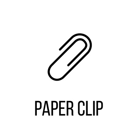 Paper clip icon or logo in modern line style. High quality black outline pictogram for web site design and mobile apps. Vector illustration on a white background.のイラスト素材