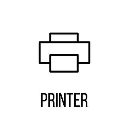 Printer icon or logo in modern line style. High quality black outline pictogram for web site design and mobile apps. Vector illustration on a white background.のイラスト素材
