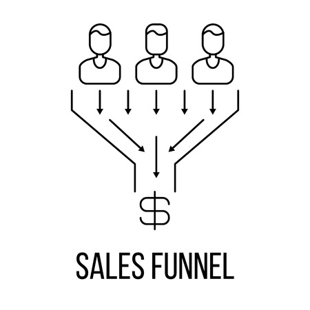 Sales funnel icon or logo line art style. Vector Illustration.のイラスト素材