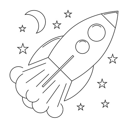 Start up rocket with stars color illustrationのイラスト素材
