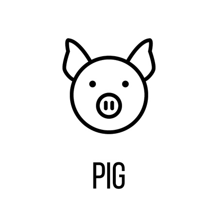 Pig icon or logo in modern line style. High quality black outline pictogram for web site design and mobile apps. Vector illustration on a white background.のイラスト素材