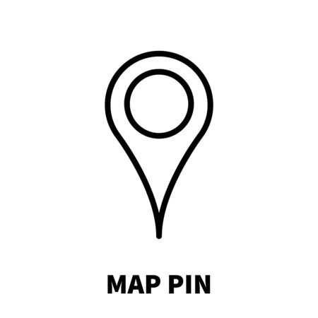 Map pin icon or logo in modern line style. High quality black outline pictogram for web site design and mobile apps. Vector illustration on a white background.のイラスト素材