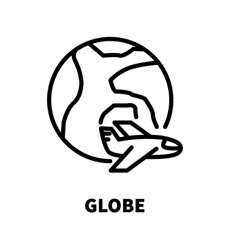 Globe card icon or logo in modern line style. High quality black outline pictogram for web site design and mobile apps. Vector illustration on a white background.のイラスト素材