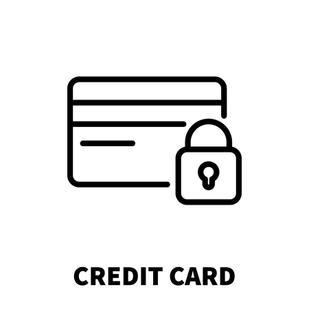 Credit card icon or logo in modern line style. High quality black outline pictogram for web site design and mobile apps. Vector illustration on a white background.のイラスト素材