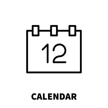Calendar icon or logo in modern line style. High quality black outline pictogram for web site design and mobile apps. Vector illustration on a white background.のイラスト素材