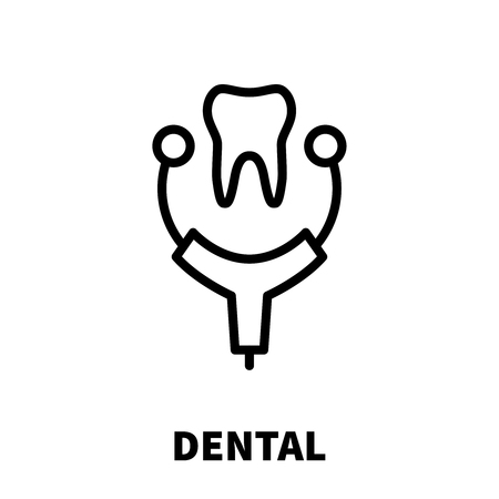 Dental icon or logo in modern line style. High quality black outline pictogram for web site design and mobile apps. Vector illustration on a white background.のイラスト素材