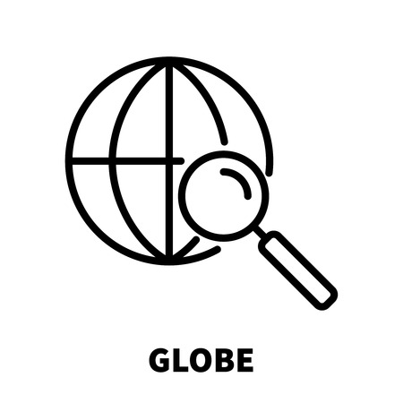 Globe card icon or logo in modern line style. High quality black outline pictogram for web site design and mobile apps. Vector illustration on a white background.のイラスト素材