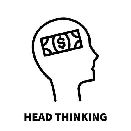 Head thinking icon or logo in modern line style. High quality black outline pictogram for web site design and mobile apps. Vector illustration on a white background.のイラスト素材