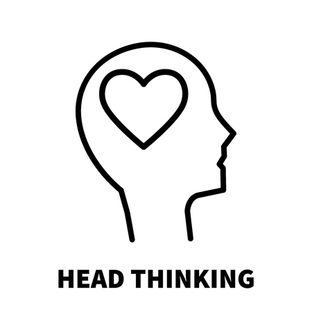Head thinking icon or logo in modern line style. High quality black outline pictogram for web site design and mobile apps. Vector illustration on a white background.のイラスト素材