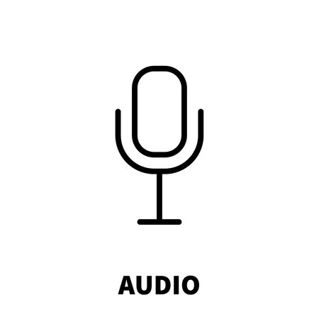 Audio icon or logo in modern line style. High quality black outline pictogram for web site design and mobile apps. Vector illustration on a white background.のイラスト素材