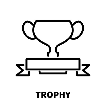 Trophy icon or logo in modern line style. High quality black outline pictogram for web site design and mobile apps. Vector illustration on a white background.のイラスト素材