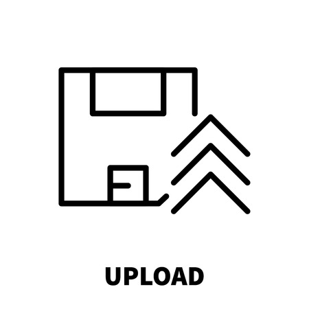 Upload icon or logo in modern line style. High quality black outline pictogram for web site design and mobile apps. Vector illustration on a white background.のイラスト素材