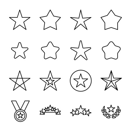 Set of star icons in modern thin line style. High quality black outline rank symbols for web site design and mobile apps. Simple star pictograms on a white background.のイラスト素材