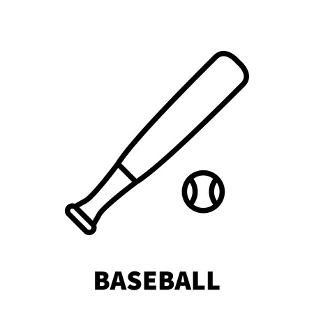 Baseball icon or logo in modern line style. High quality black outline pictogram for web site design and mobile apps. Vector illustration on a white background.のイラスト素材
