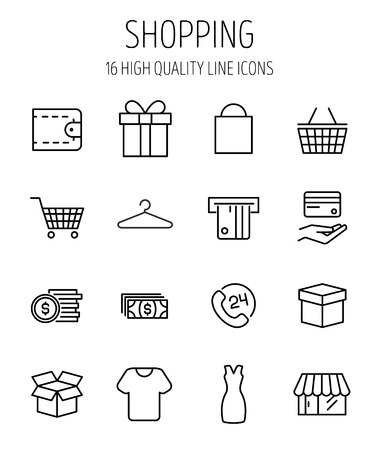 Set of safeguard icons in modern thin line style. . High quality black outline commerce symbols for web site design and mobile apps. Simple shopping pictograms on a white background.のイラスト素材