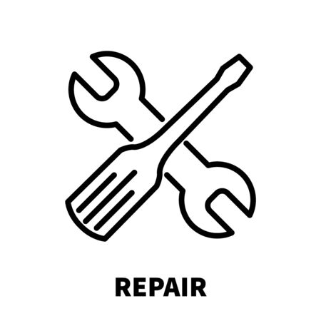 Repair icon or logo in modern line style. High quality black outline pictogram for web site design and mobile apps. Vector illustration on a white background.のイラスト素材