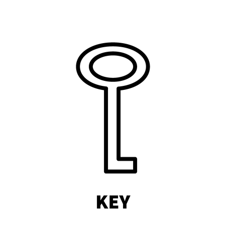 Key icon or logo in modern line style. High quality black outline pictogram for web site design and mobile apps. Vector illustration on a white background.のイラスト素材