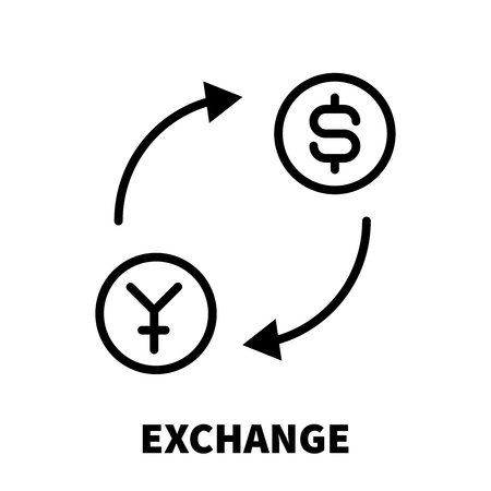 Exchange icon or logo in modern line style. High quality black outline pictogram for web site design and mobile apps. Vector illustration on a white background.のイラスト素材