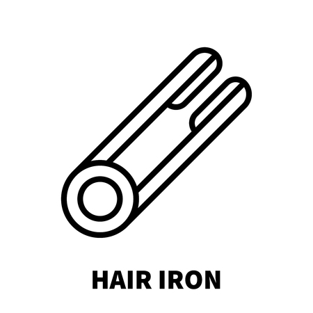 Hair iron icon or logo in modern line style. High quality black outline pictogram for web site design and mobile apps. Vector illustration on a white background.のイラスト素材