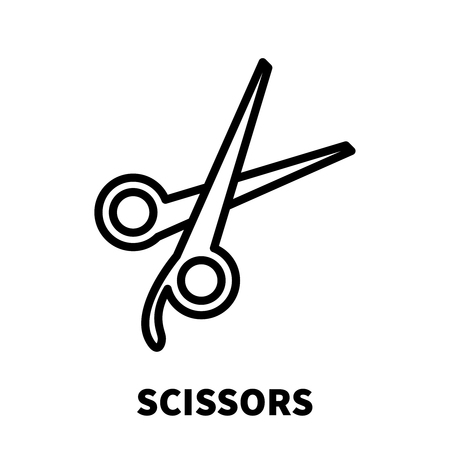 Scissors icon or logo in modern line style. High quality black outline pictogram for web site design and mobile apps. Vector illustration on a white background.のイラスト素材