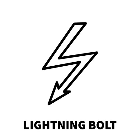 Lightning bolt icon or logo in modern line style. High quality black outline thunderbolt pictogram for web site design and mobile apps. Vector illustration on a white background.のイラスト素材