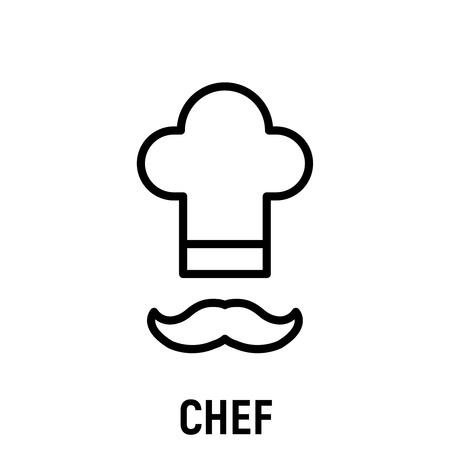 Thin line chef icon. Vector illustration isolated on a white background. Simple outline pictogram of chef.のイラスト素材