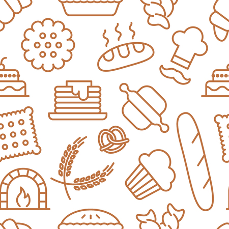 Unique fresh bakery pattern. Seamless vector background.のイラスト素材